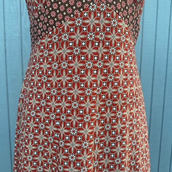 LOFT Burnt Orange and Chocolate Brown Midi Dress - Picture 12 of 14